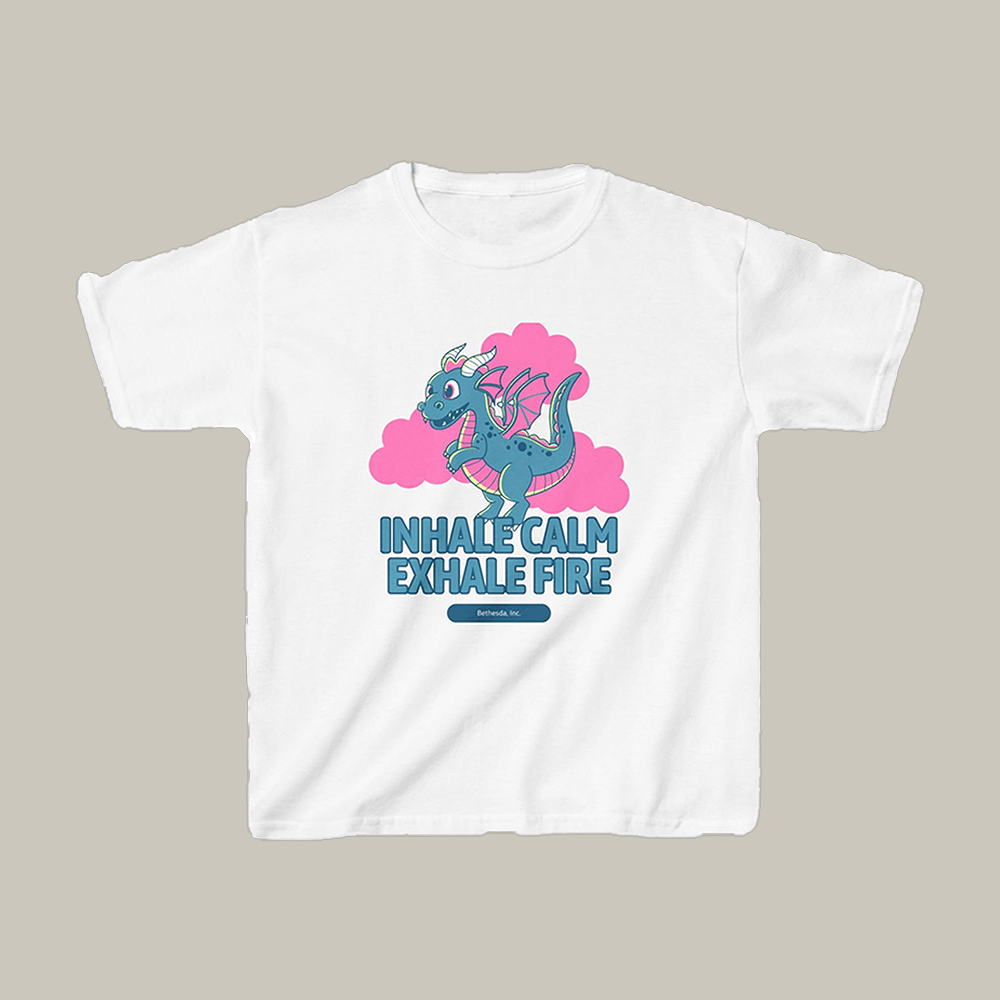 Dragon Breathing Kids T-Shirt Inhale Calm, Exhale Fire Shirt Gift For Him