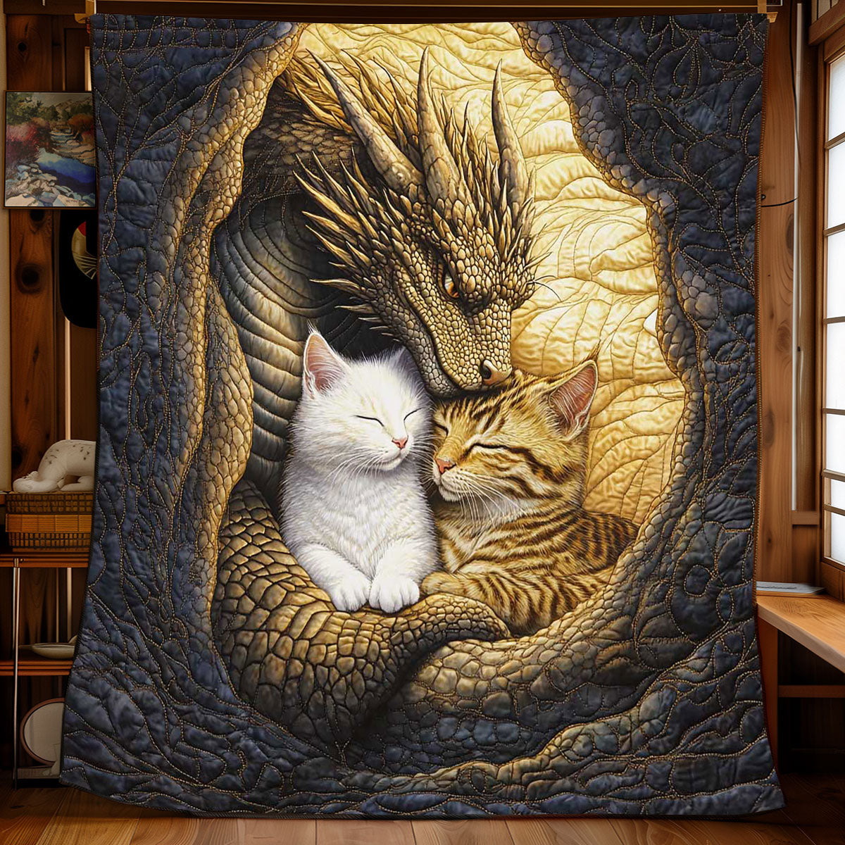 Dragon Cat Harmony Quilt Warm and Stylish Quilt Blanket for Winter Nights