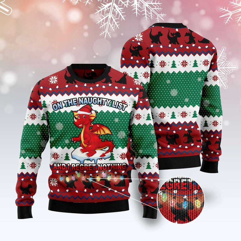 Dragon Christmas List Ugly Christmas Sweater Funny Ugly Christmas Sweater Xmas Gifts