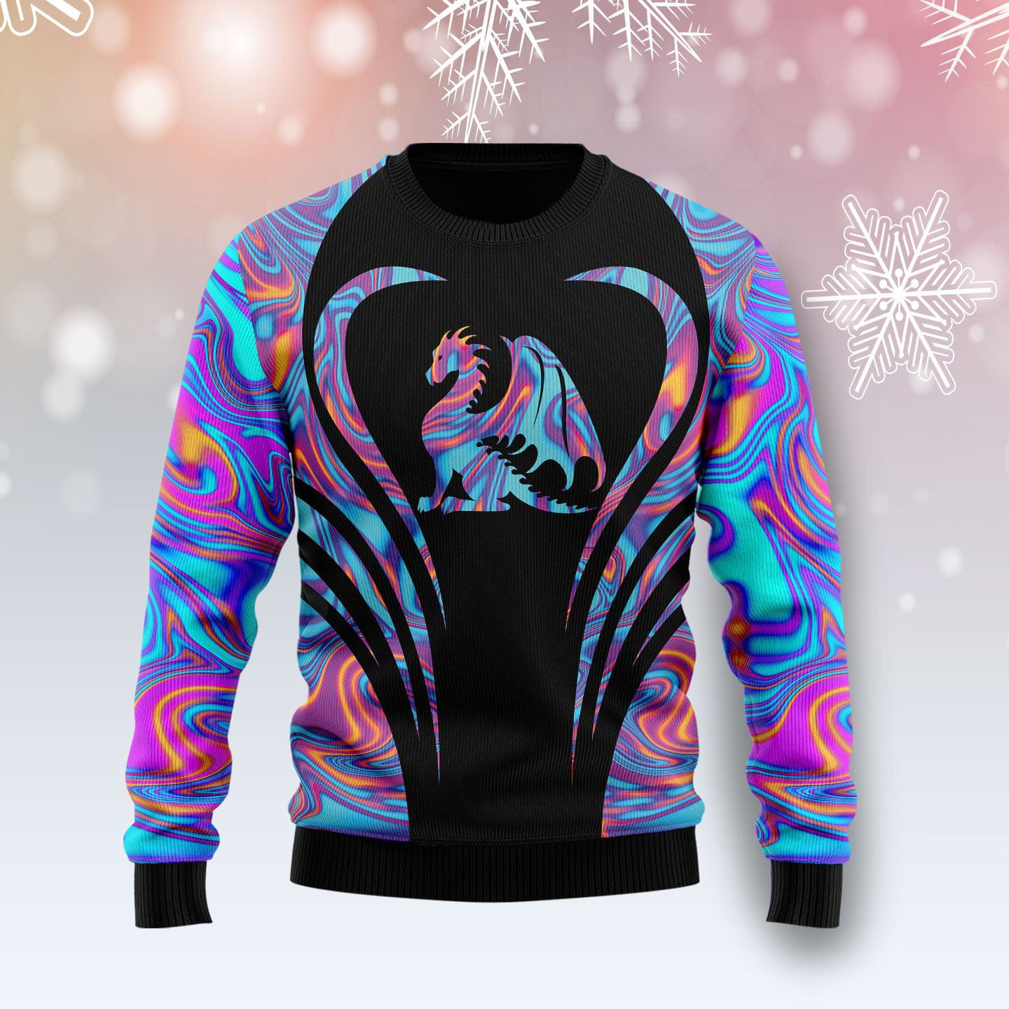 Dragon Color Ugly Christmas Sweater Fantasy Themed Christmas Gifts For Dragon Lovers