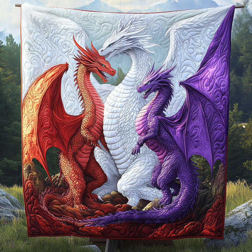 Dragon Conquest Quilted Blanket Holiday Throw Blanket Dragon Items For Lovers