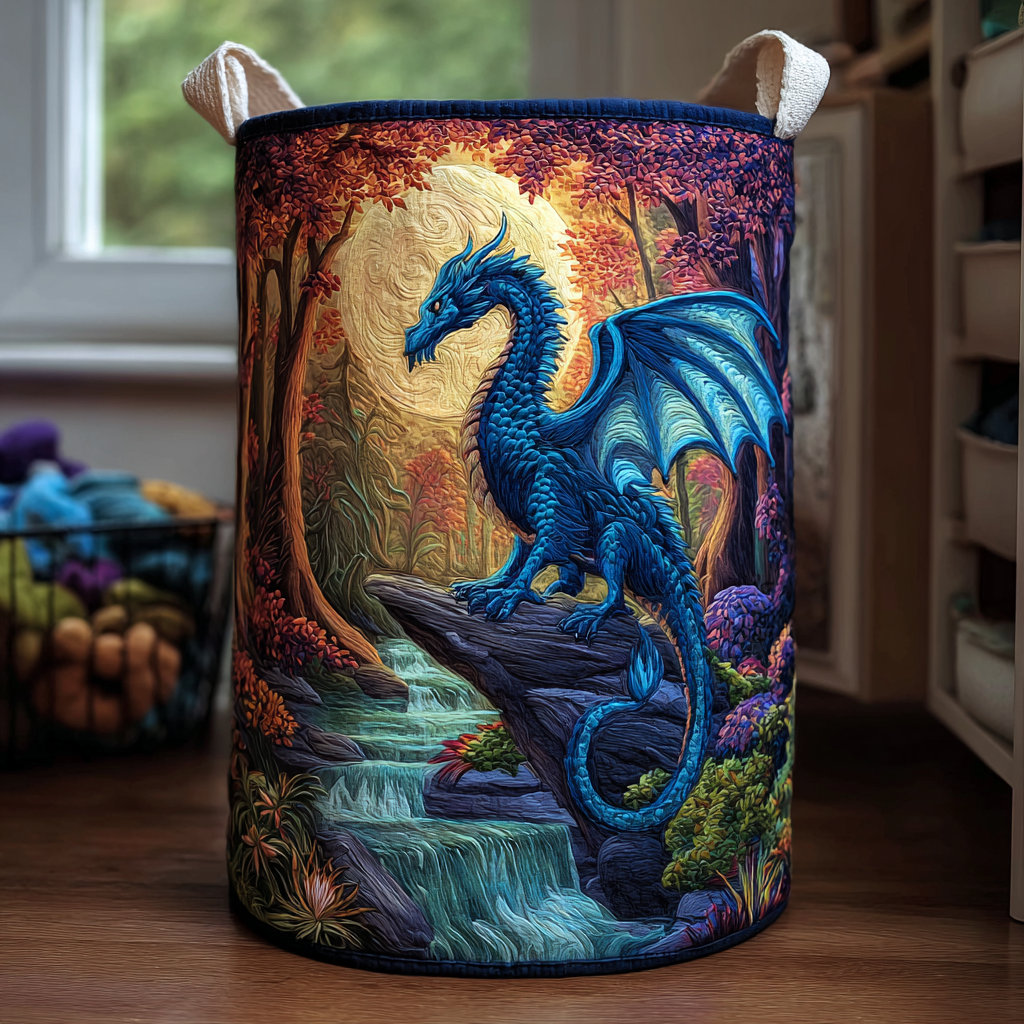Dragon Crest Quilted Laundry Basket Trendy Quilted Laundry Hamper Gift for Modern Living
