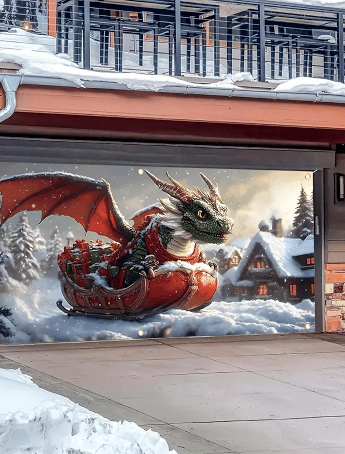 Dragon Cute 3D Fantasy Christmas Garage Door Covers Christmas Gifts For Son In Laws