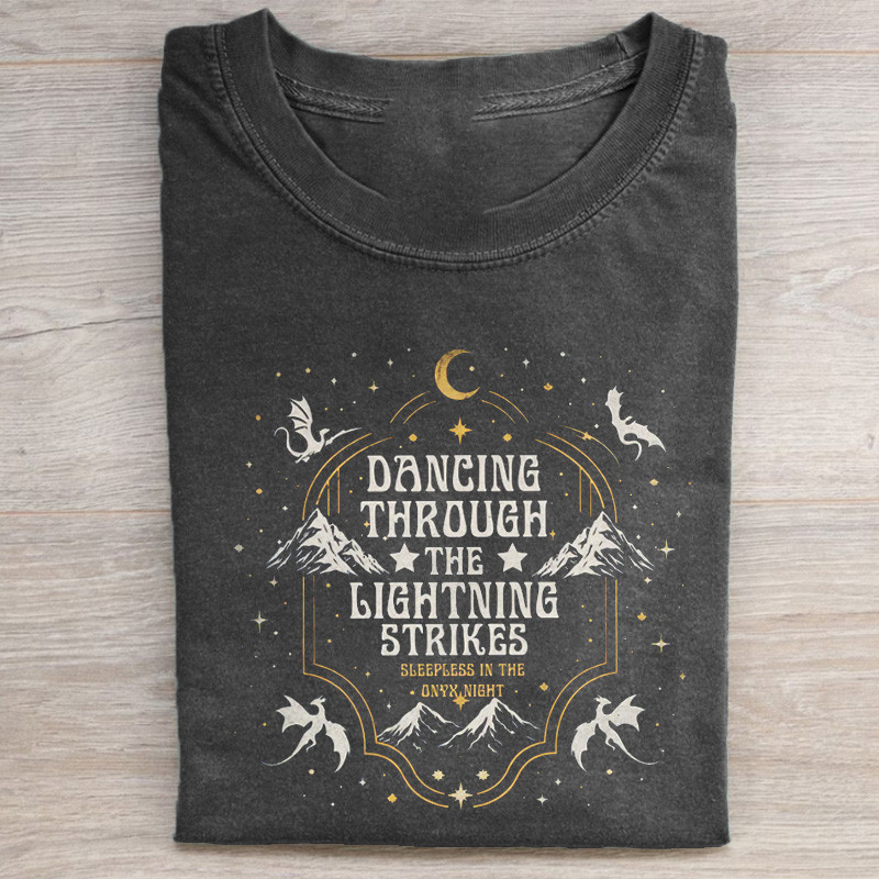 Dragon Dancing Through The Lightning Strikes T-Shirt Mythical Creatures Clothing Gifts For Teens