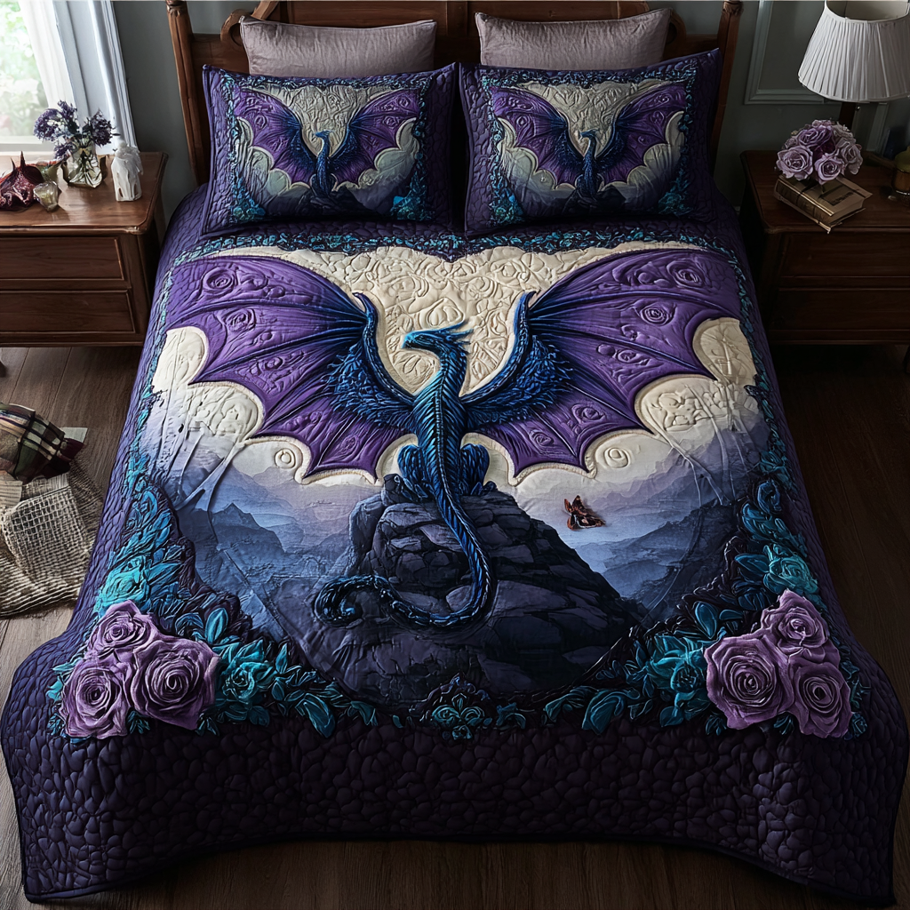 Dragon Essence Quilted Bedding Set Bedspread Set Best Dragon Gifts
