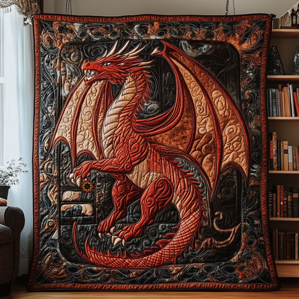 Dragon Fire Quilt Blanket Best Throw Blanket Dragon Themed Gifts For Adults