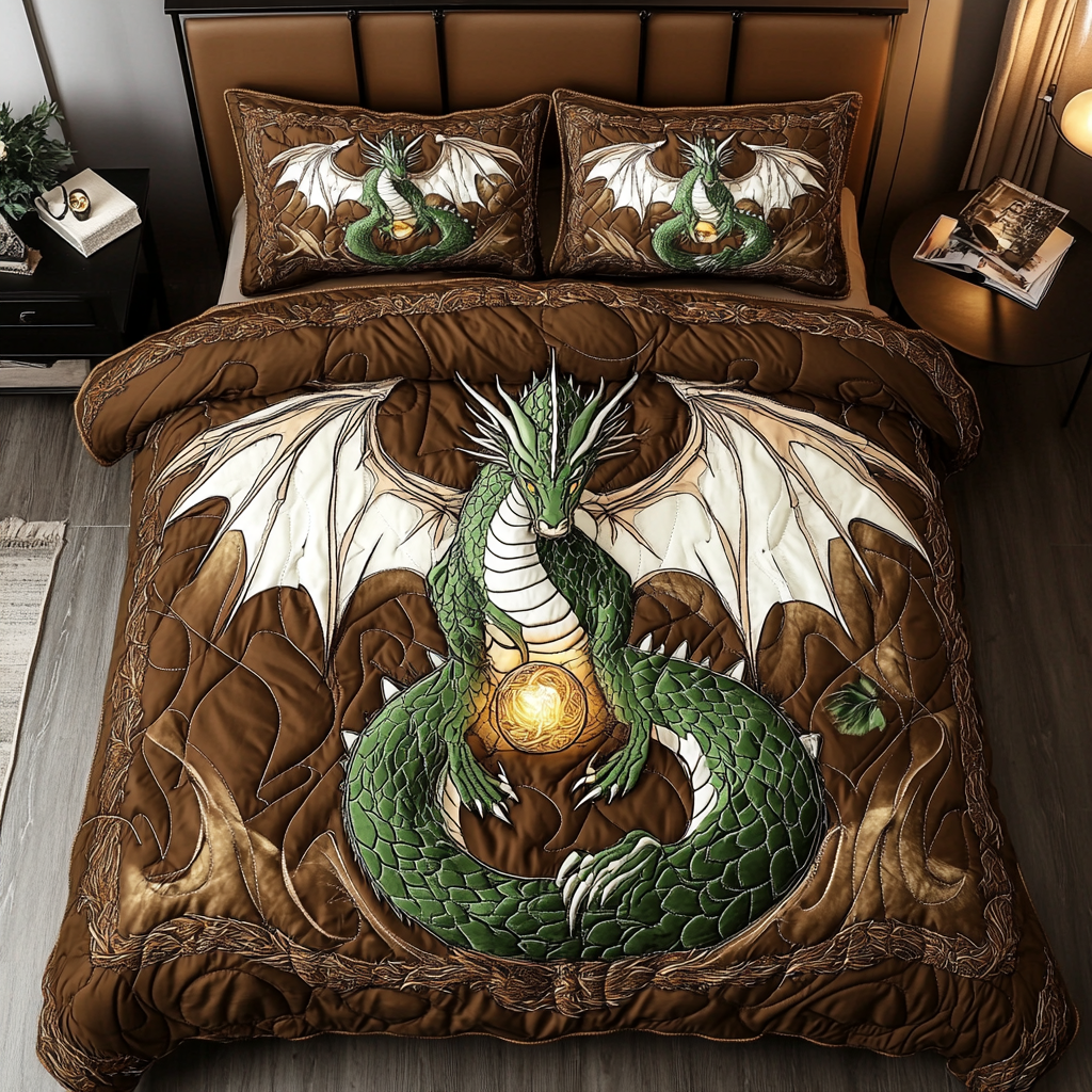 Dragon Fire Quilted Bedding Set Best Comforter Sets Dragon Gifts For Dad
