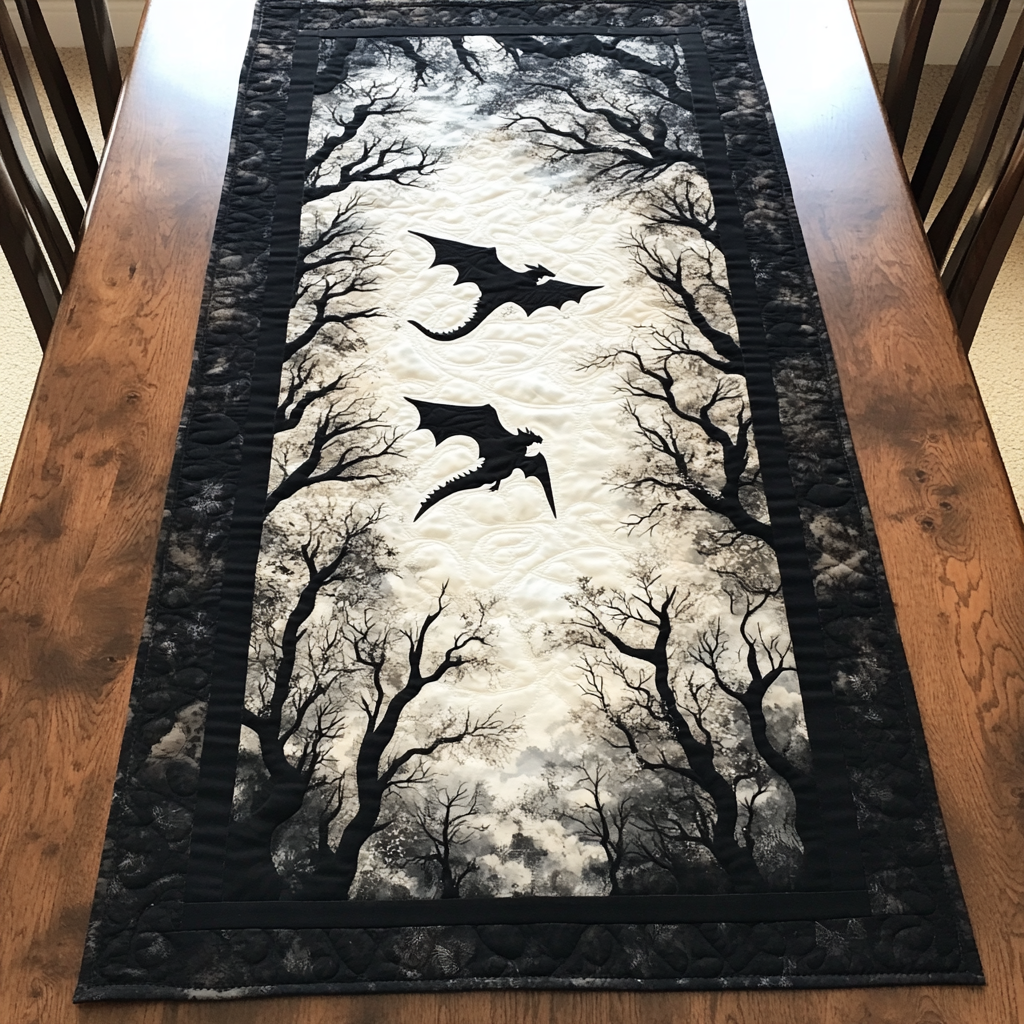 Dragon Fire Quilted Table Runner Dining Room Table Decor Best Gifts For Dragon Lovers