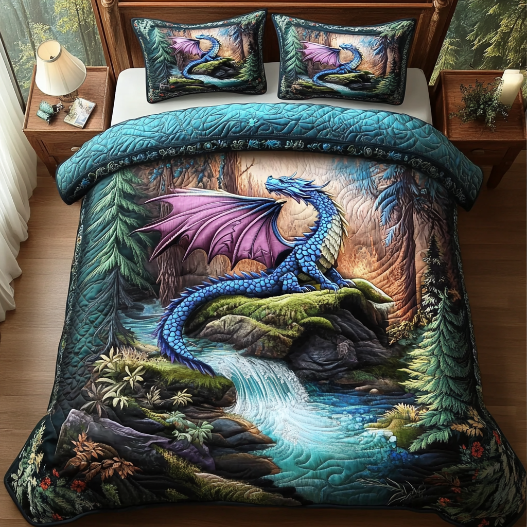 Dragon Flame Quilted Bedding Set Bedroom Decor Ideas Best Dragon Gifts For Christmas