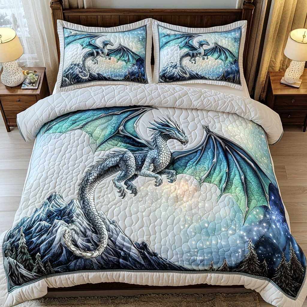 Dragon Flight Quilted Bedding Set Bed Room Decoration Dragon Gifts For Son
