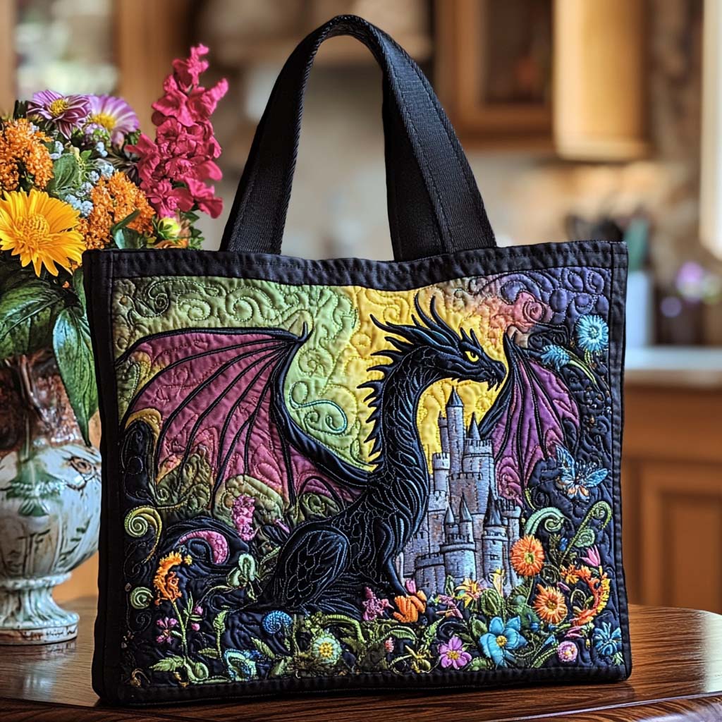 Dragon Forest Walk Quilted Tote Bag Dragonfly Gifts For Women