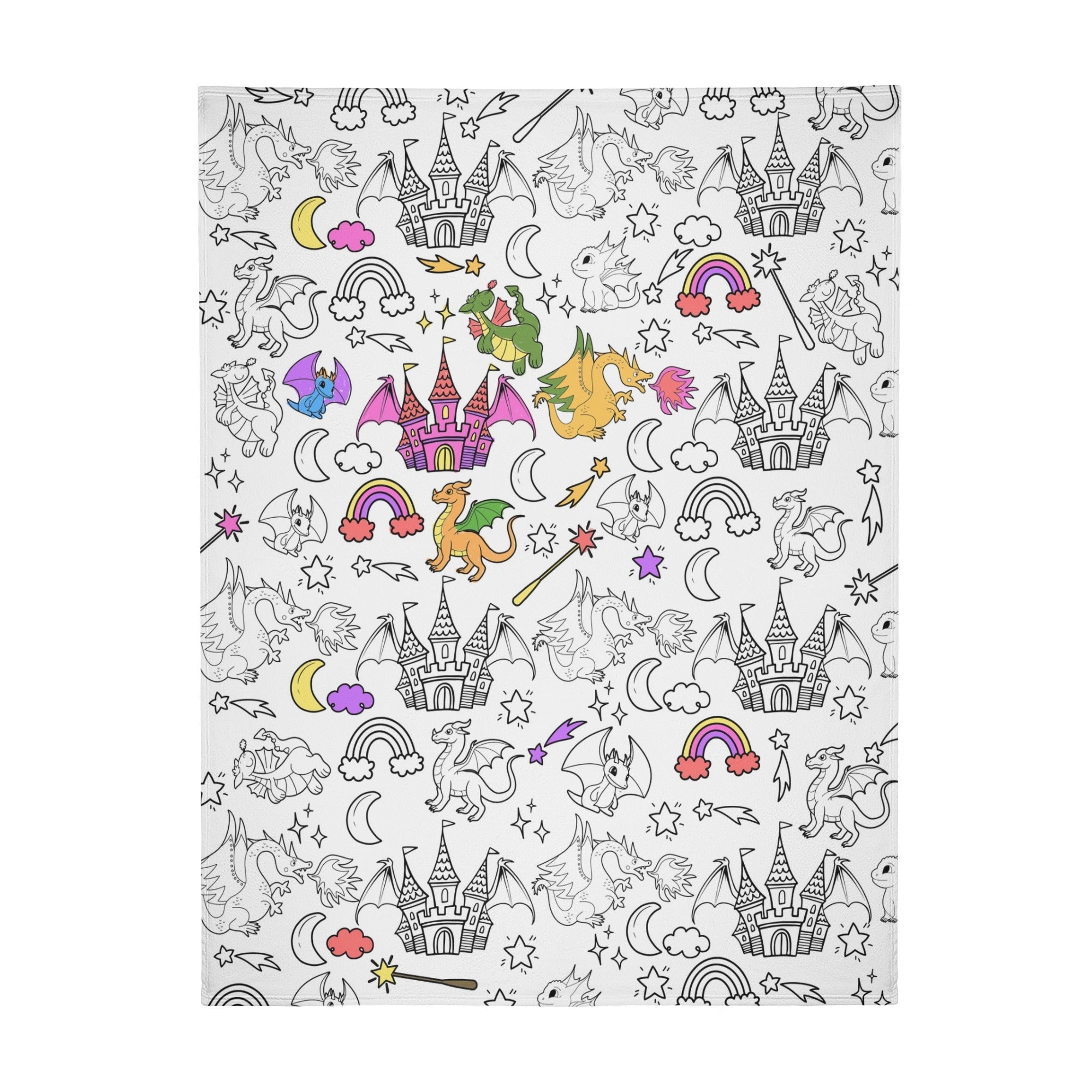 Dragon Girl Coloring Blanket- Gift for Kids Dragon Girl Coloring Blanket- Gift for Kids