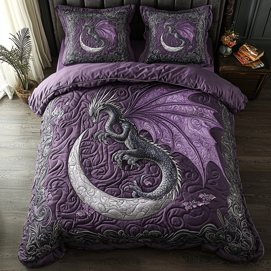 Dragon Heart Quilted Bedding Set Best Bed Sheet Set Dragon Gifts For Her