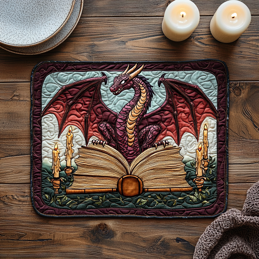 Dragon Heart Quilted Placemat Home Decor Items Unique Dragonfly Gifts