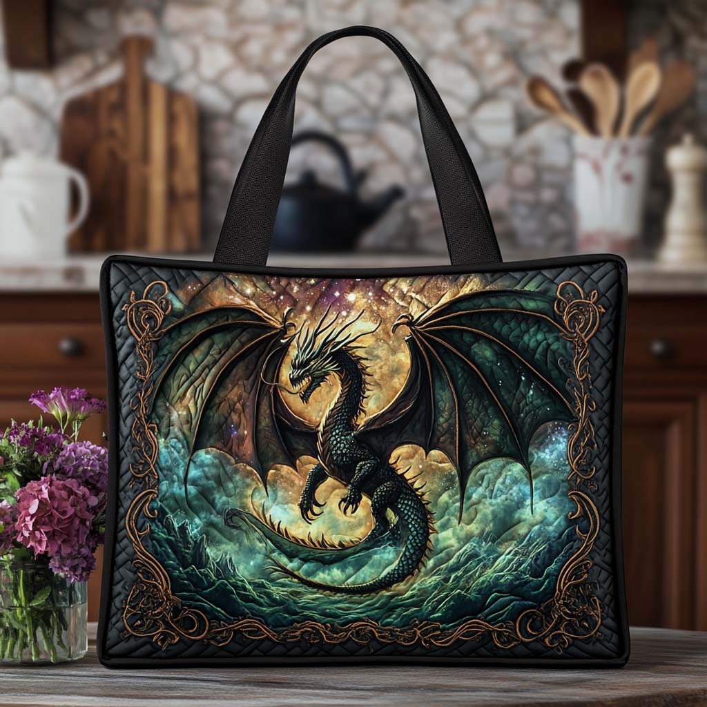 Dragon Heartbeat Quilted Tote Bag Dragonfly Gift Ideas