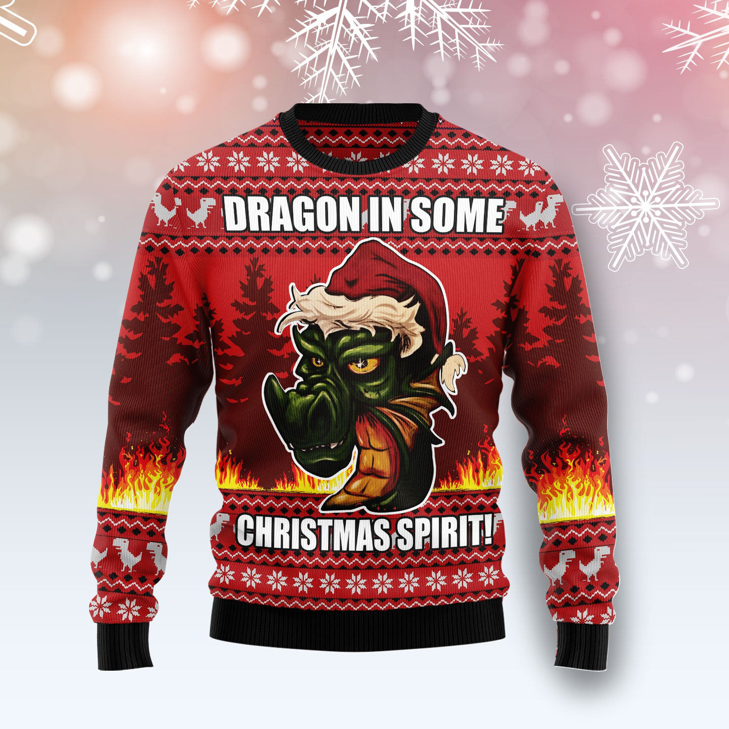 Dragon In Some Christmas Spirit Ugly Christmas Sweater Fantasy Themed Dragon Lovers Gifts