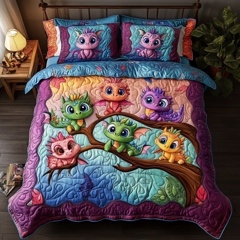 Dragon Lair Quilted Bedding Set Best Bedspread Set Dragon Presents For Men