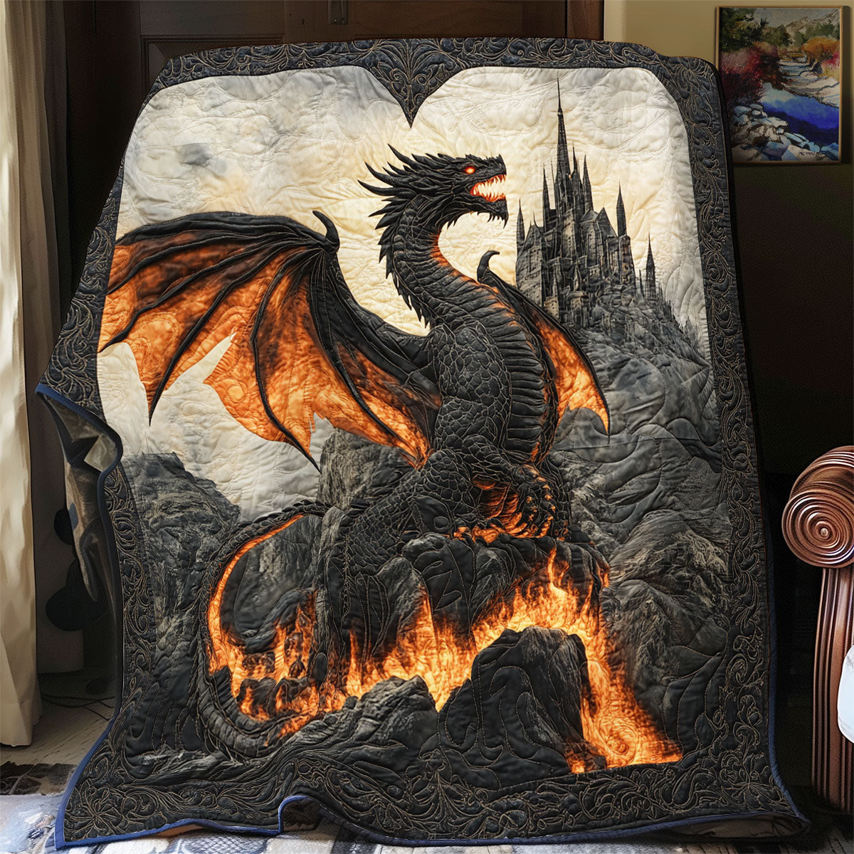 Dragon Molten Shadow Quilt Best Decoration Gift For Friends and Family on Halloween Day