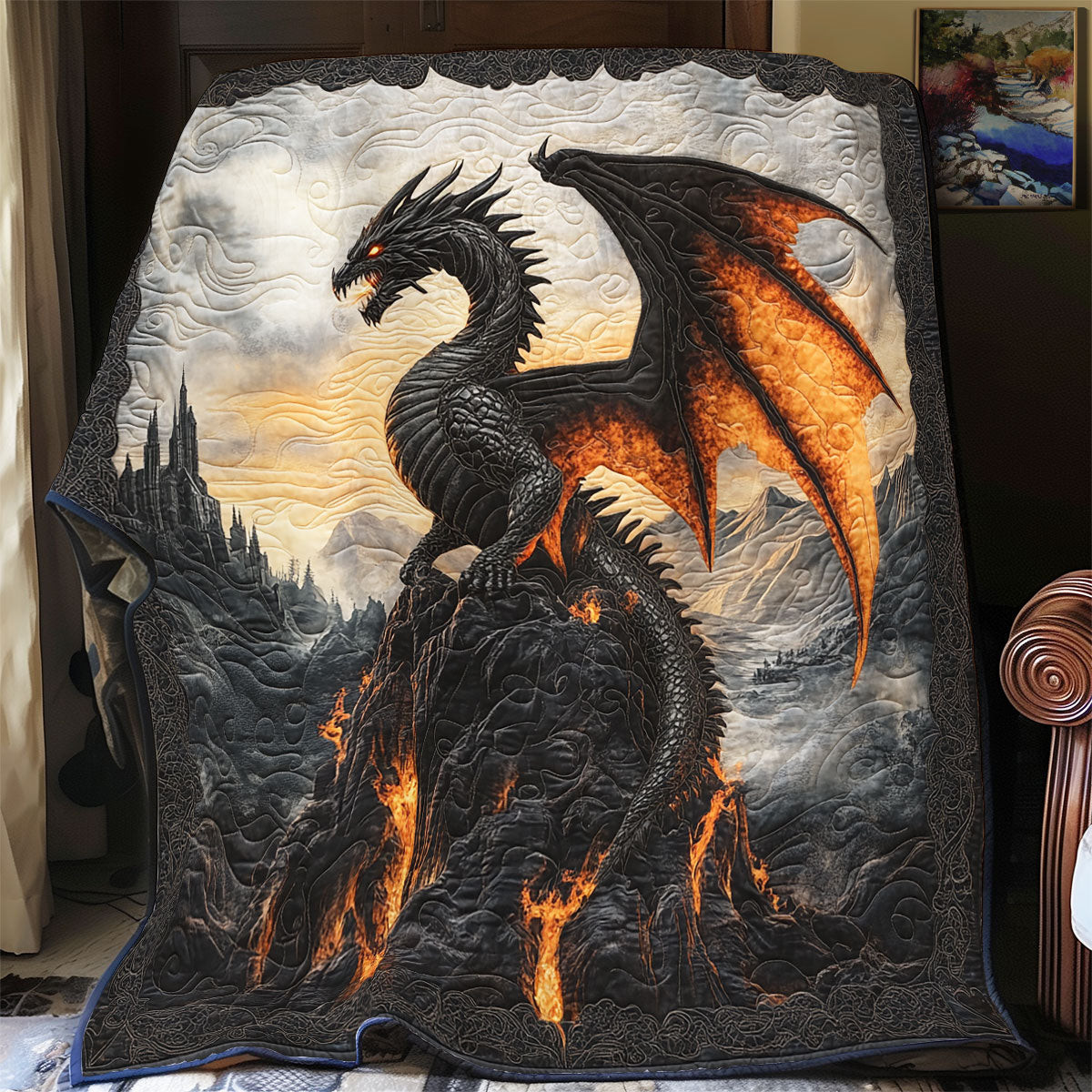 Dragon Molten Shadow Quilt Decoration Gift For Friends and Family on Halloween Day