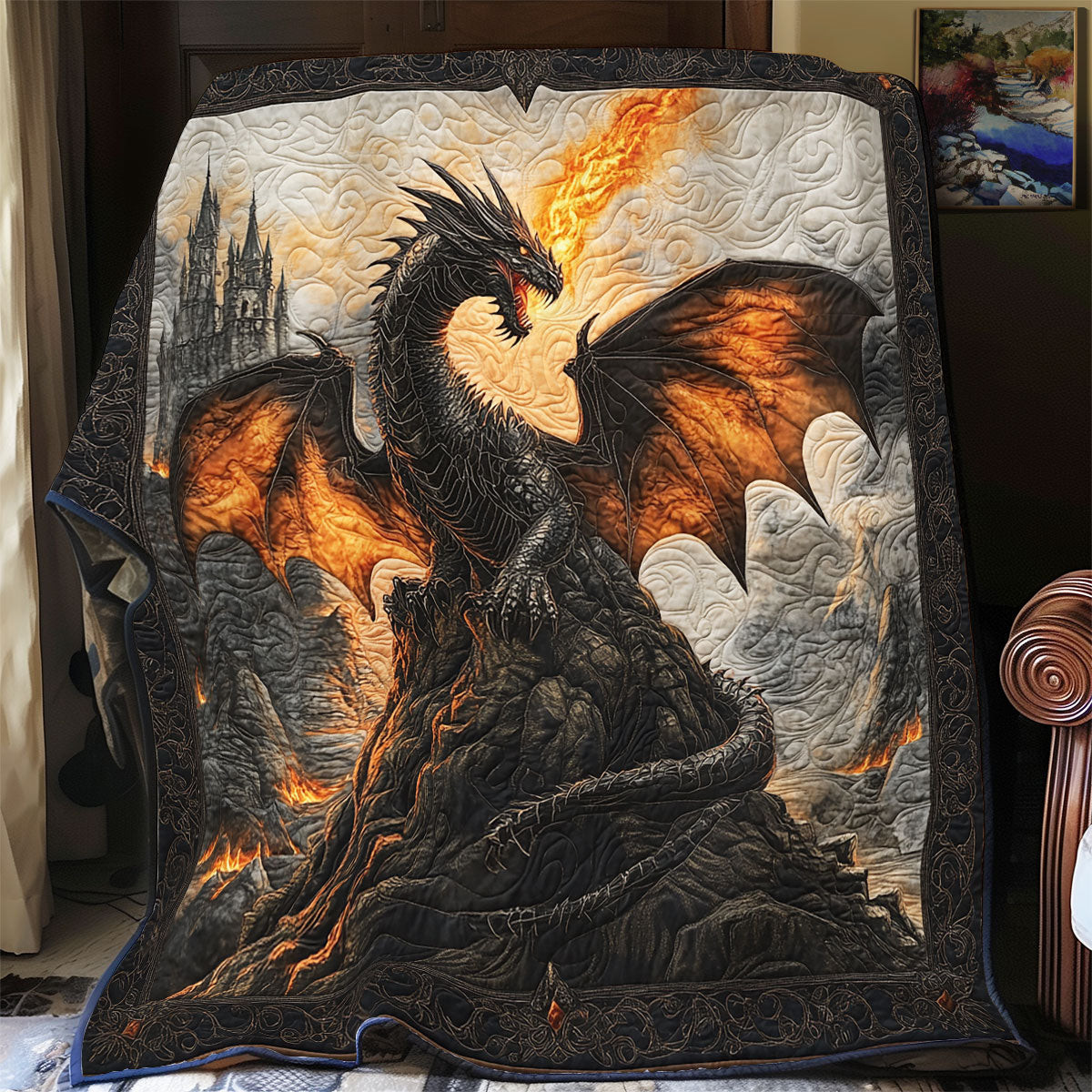 Dragon Molten Shadow Quilt Gift For Friends and Family on Halloween Day