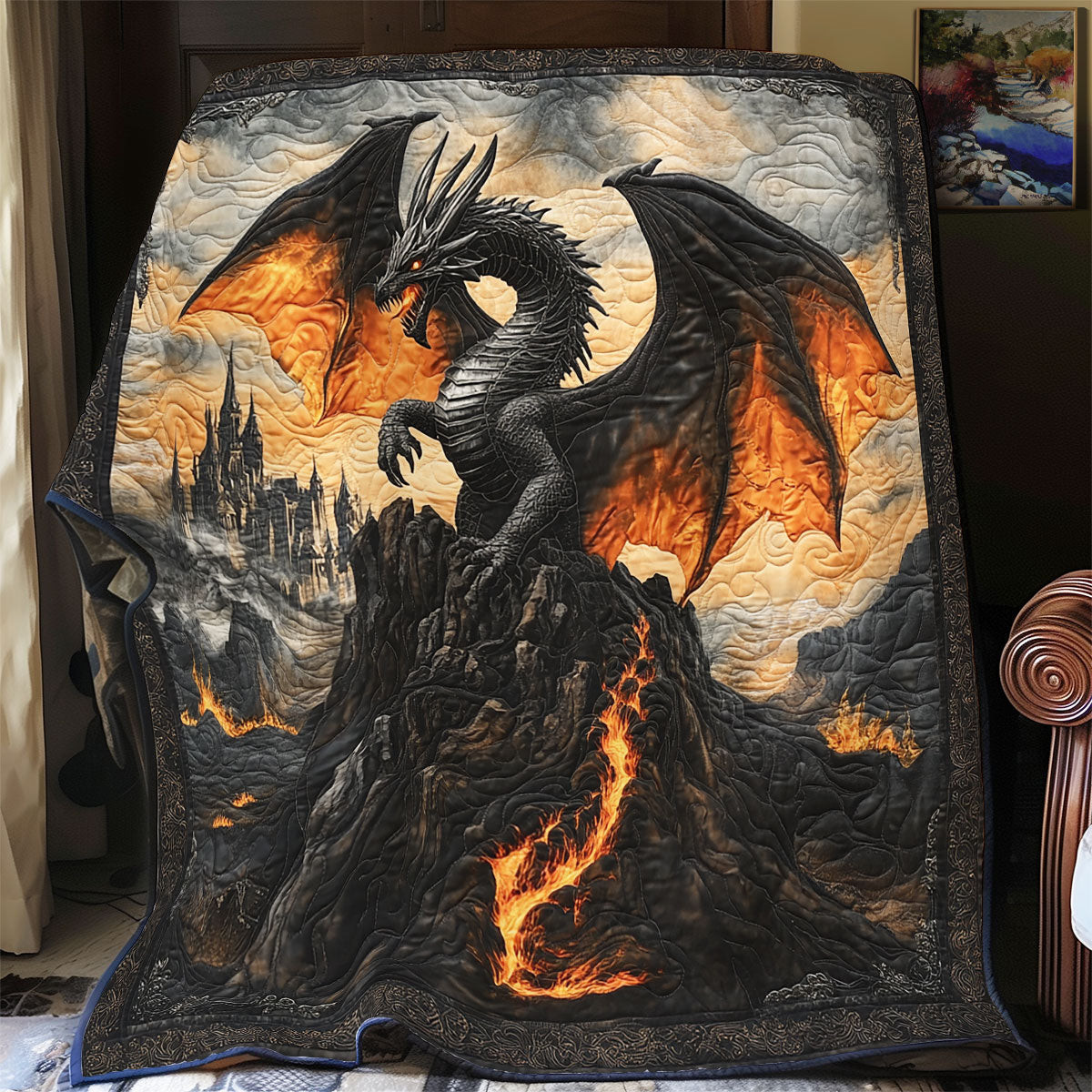 Dragon Molten Shadow Quilt Perfect Decoration Gift For Friends and Family on Halloween Day