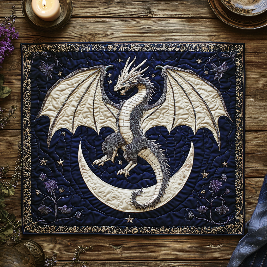 Dragon Moon Quilted Placemat Christmas House Decor Gift For Dragon Lover