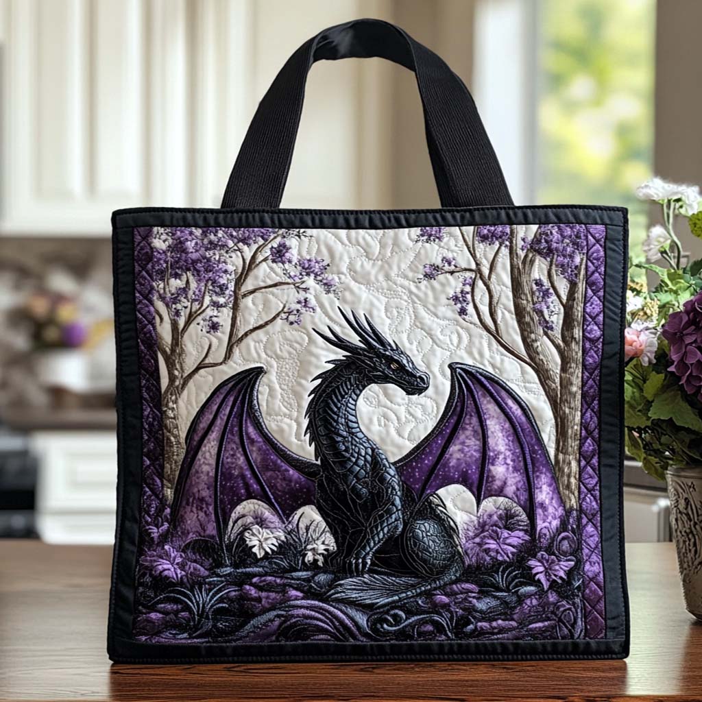 Dragon Moonlight Path Quilted Tote Bag Presents For Dragon Lovers