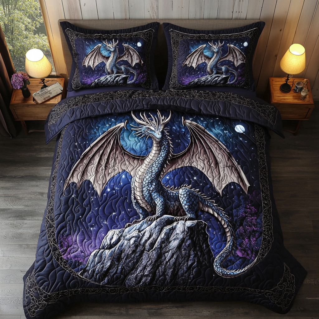 Dragon Moonlight Quilted Bedding Set Bedroom Decorations Dragon Gift Ideas