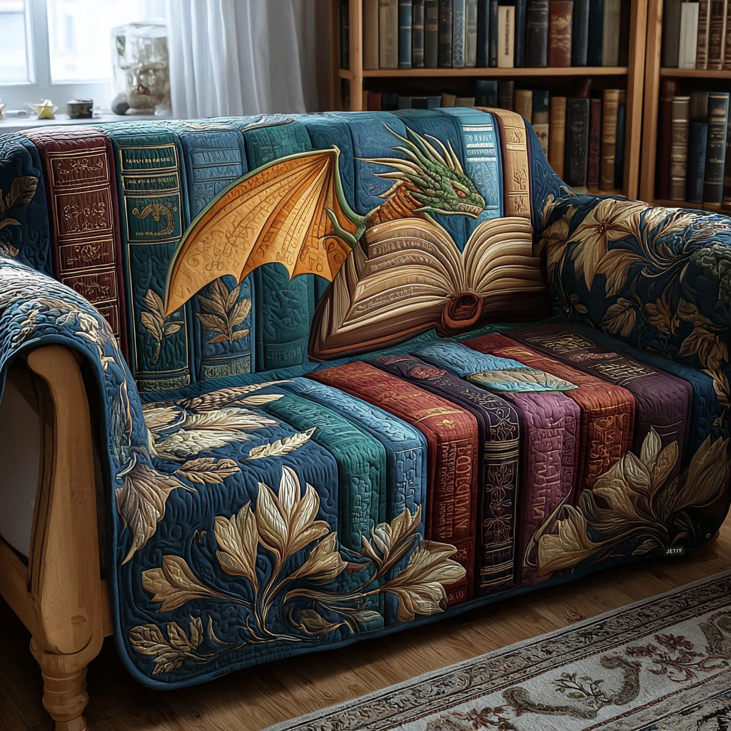 Dragon of Lore Quilted Sofa Cover Couch Protector Gift Ideas For Book Lovers