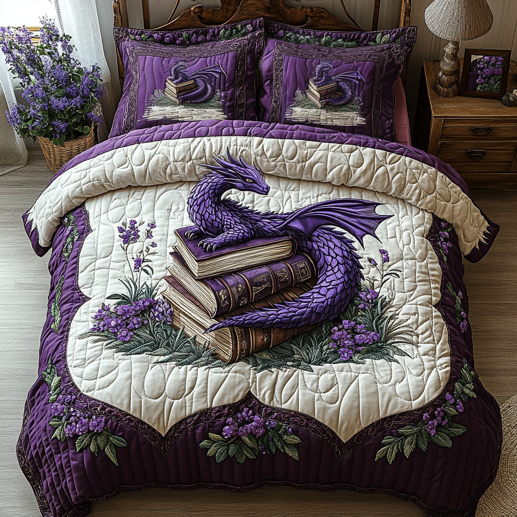 Dragon Power Quilted Bedding Set Best Comforter Sets Novelty Dragon Gifts
