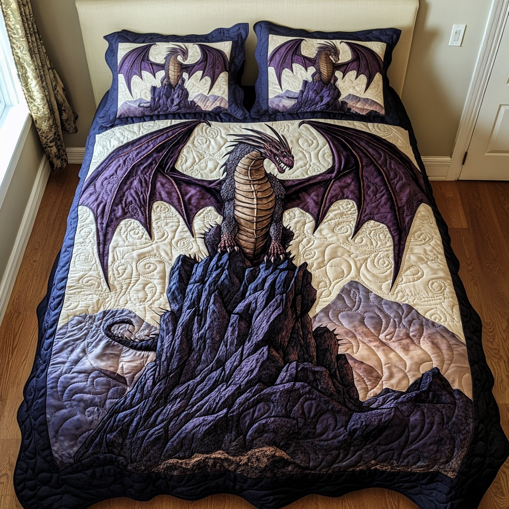 Dragon Quilted Bedding Set Bed Decor Cool Gifts For Dragon Lovers