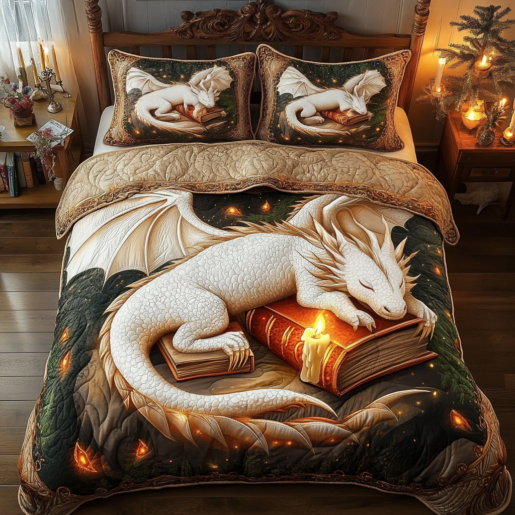 Dragon Quilted Bedding Set Bed Room Decoration Dragon Presents