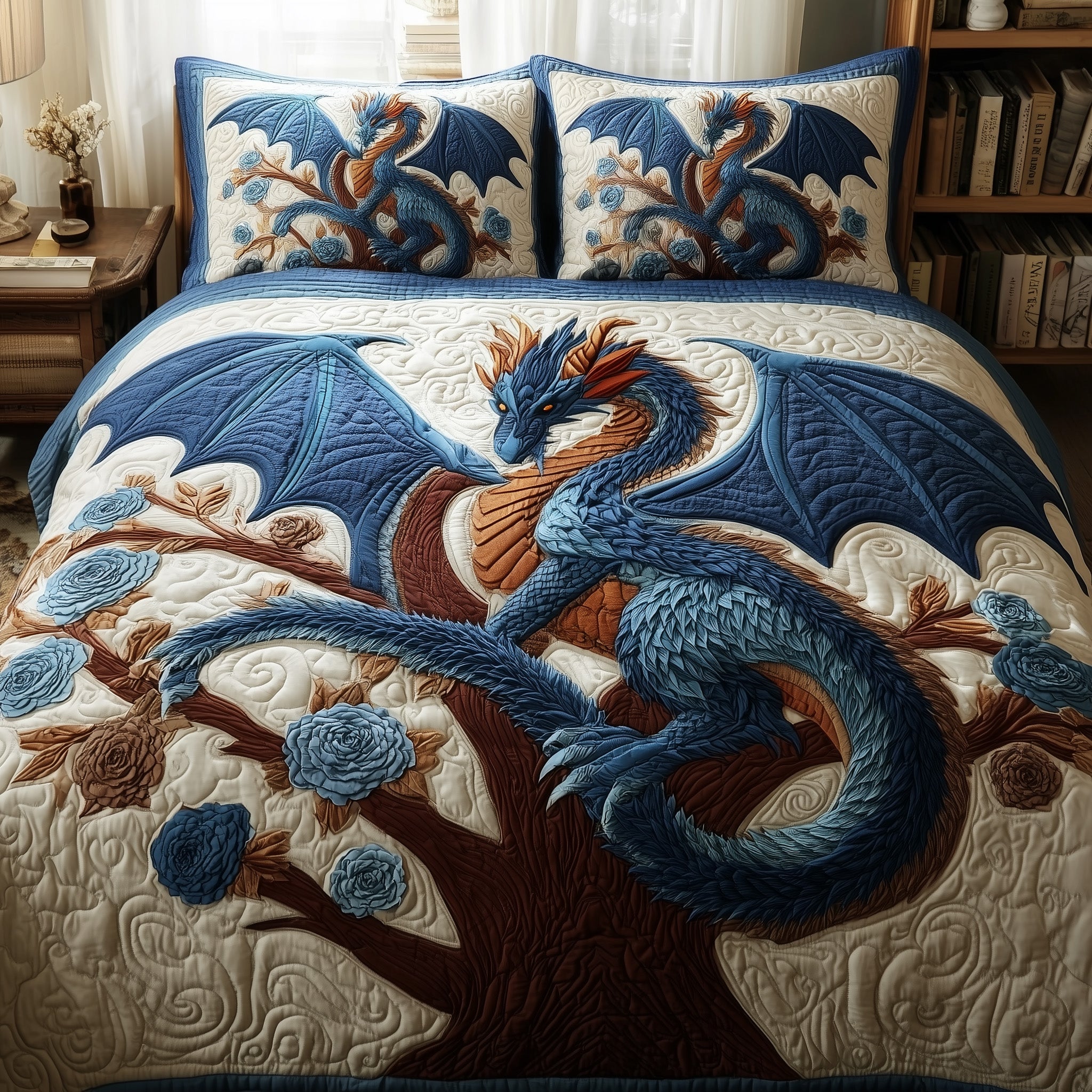Dragon Quilted Bedding Set Birthday Gift