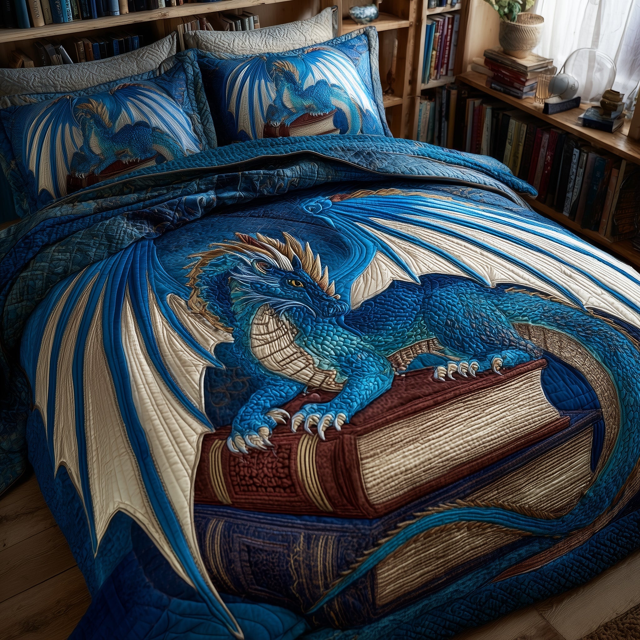 Dragon Quilted Bedding Set Duvet Cover Bedspread Best Dragon Christmas Gifts