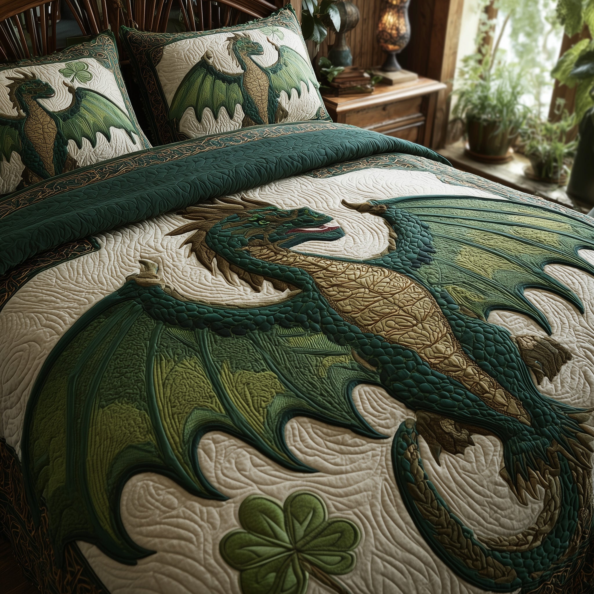 Dragon Quilted Bedding Set Duvet Cover Bedspread Items Stuff For DragonLovers