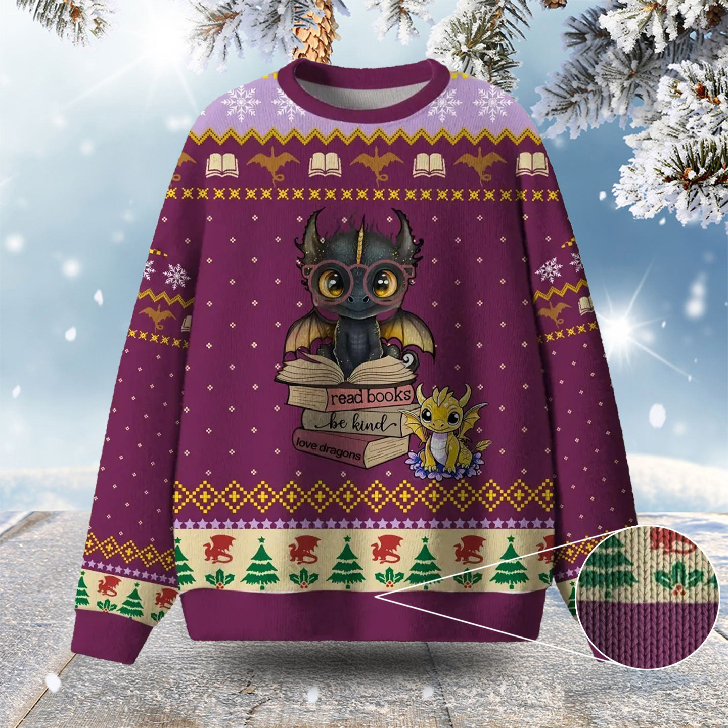 Dragon Read Books Be Kind Ugly Christmas Sweater Xmas Wear Dragon Lover Christmas Gifts