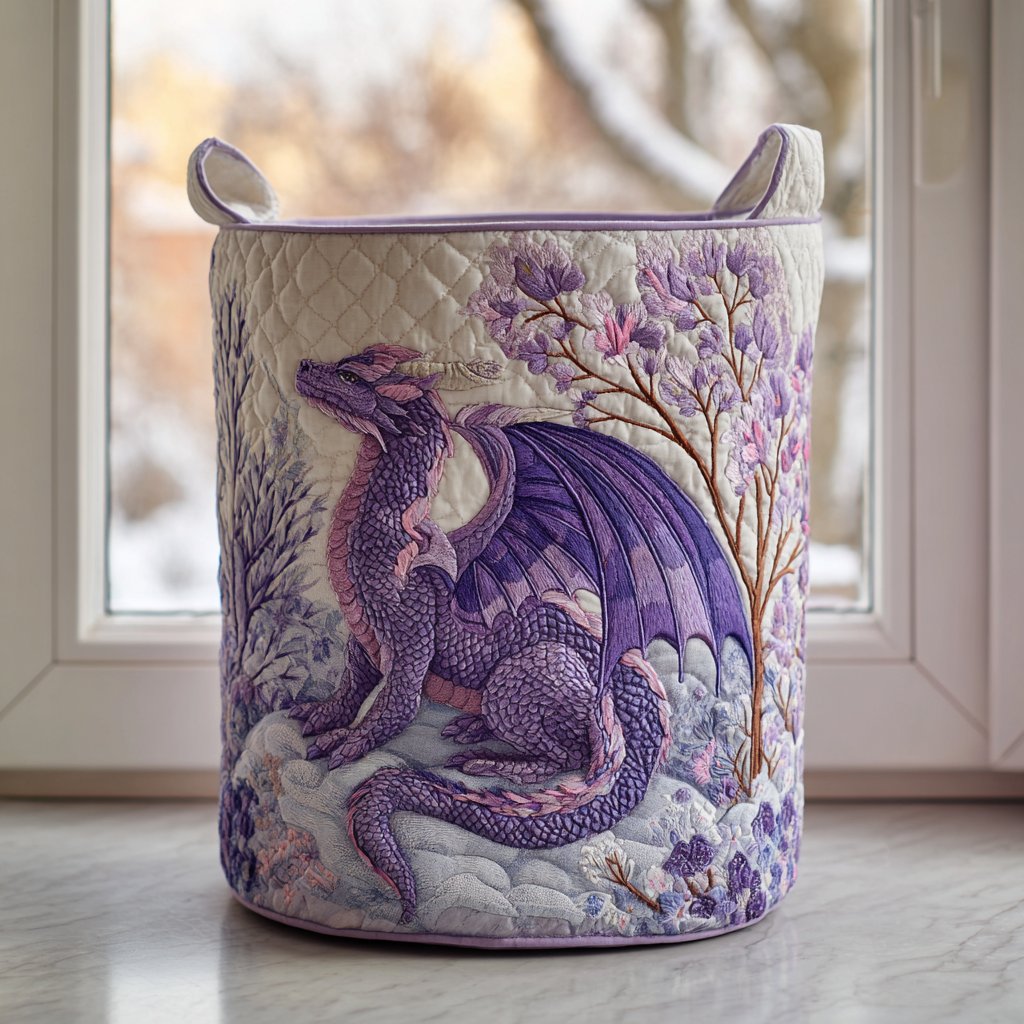 Dragon Realm Quilted Laundry Basket Elegant Quilted Laundry Tote Gift for Daily Organization