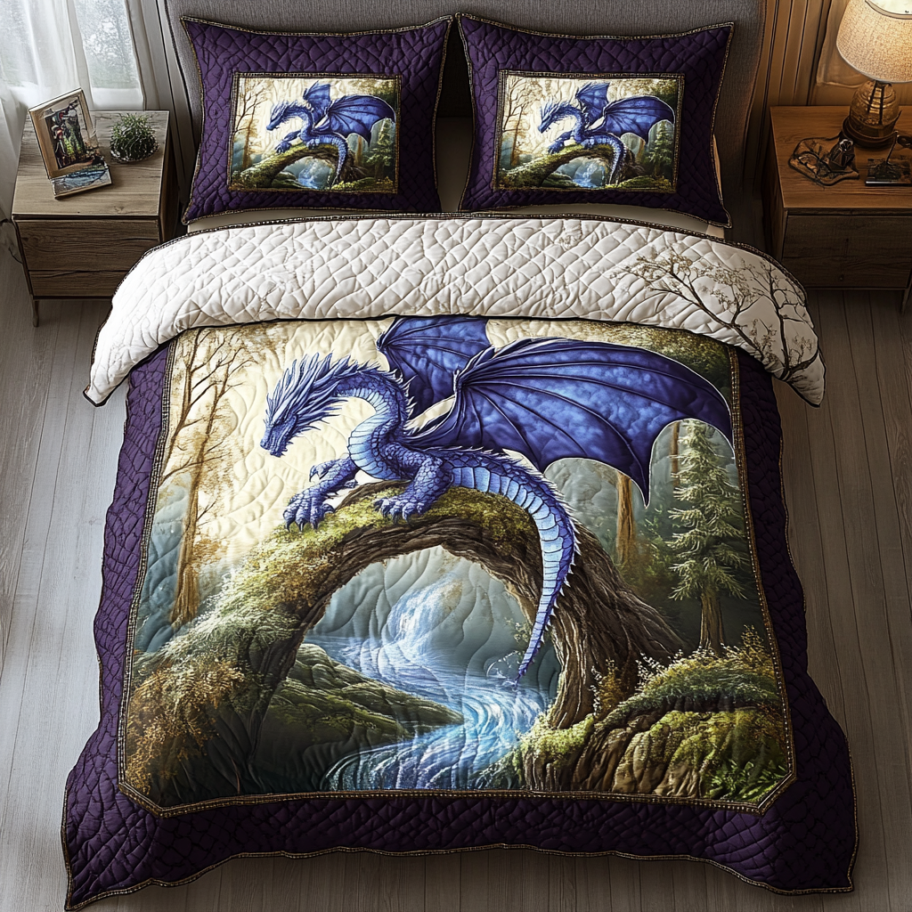 Dragon Roar Quilted Bedding Set Best Bedspread Set Great Dragon Lover Gifts
