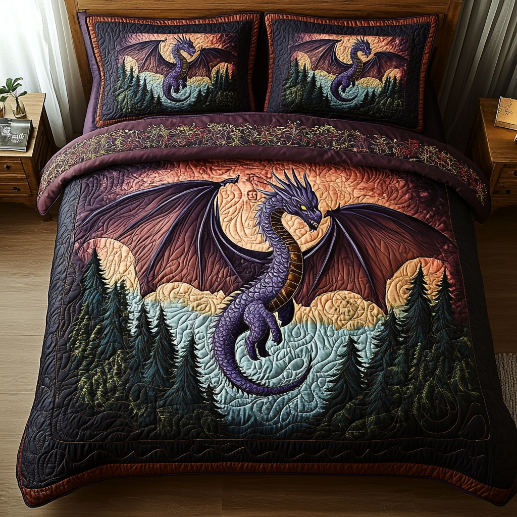 Dragon Rules Quilted Bedding Set Best Bed Sheet Set Dragon Themed Presents
