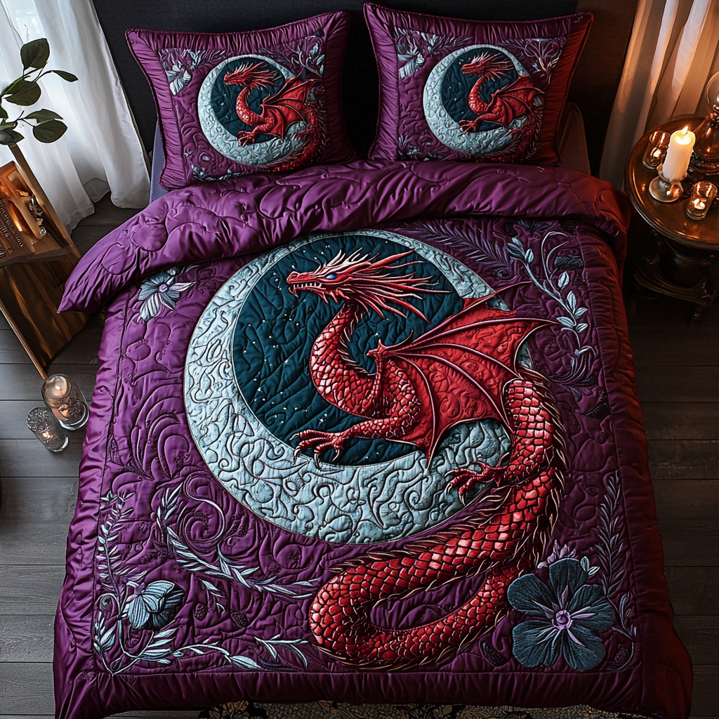 Dragon Sky Quilted Bedding Set Bedroom Decorations Dragon Gifts For 10 Year Olds