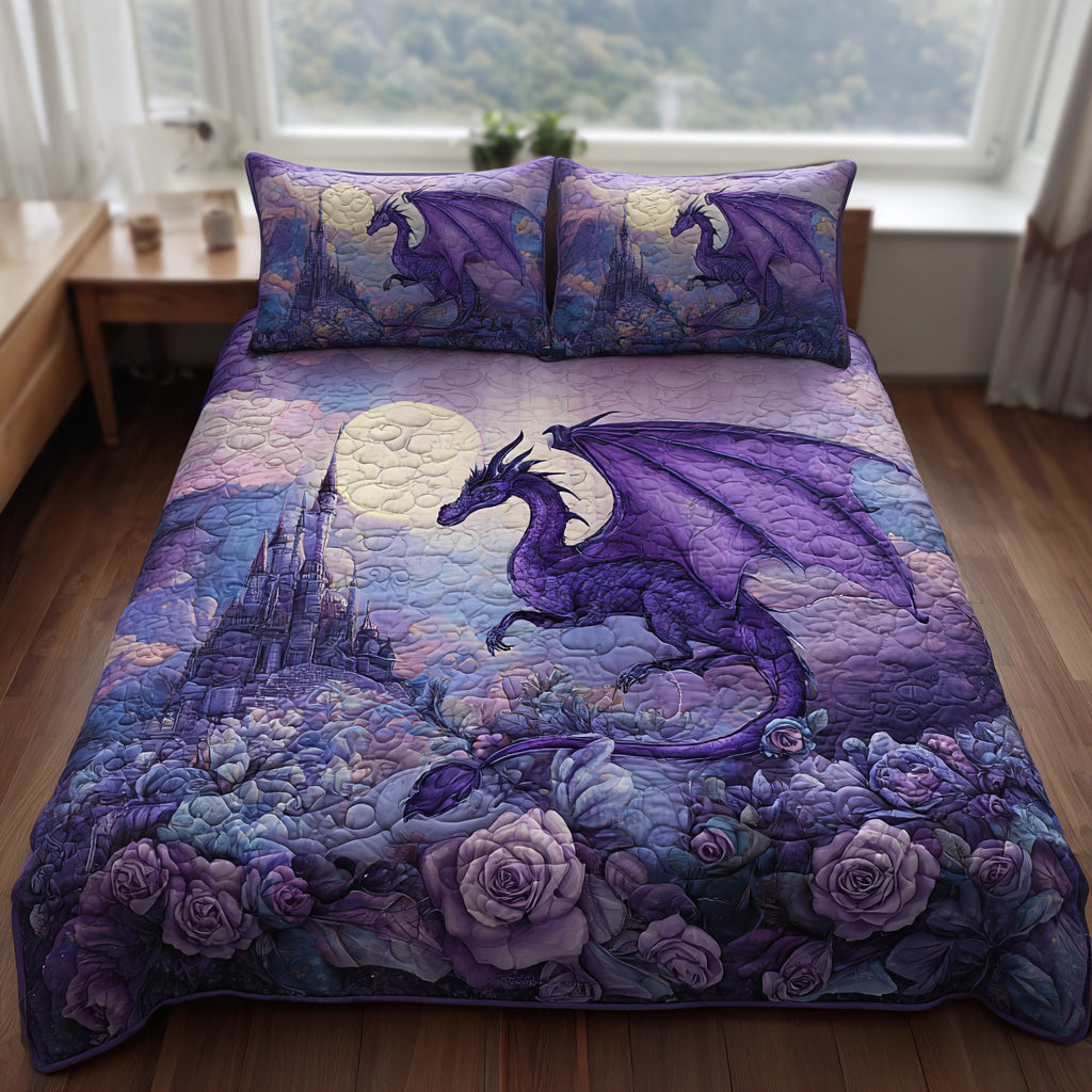 Dragon Song Quilted Bedding Set Bed Decor Gift For Dragon Lover