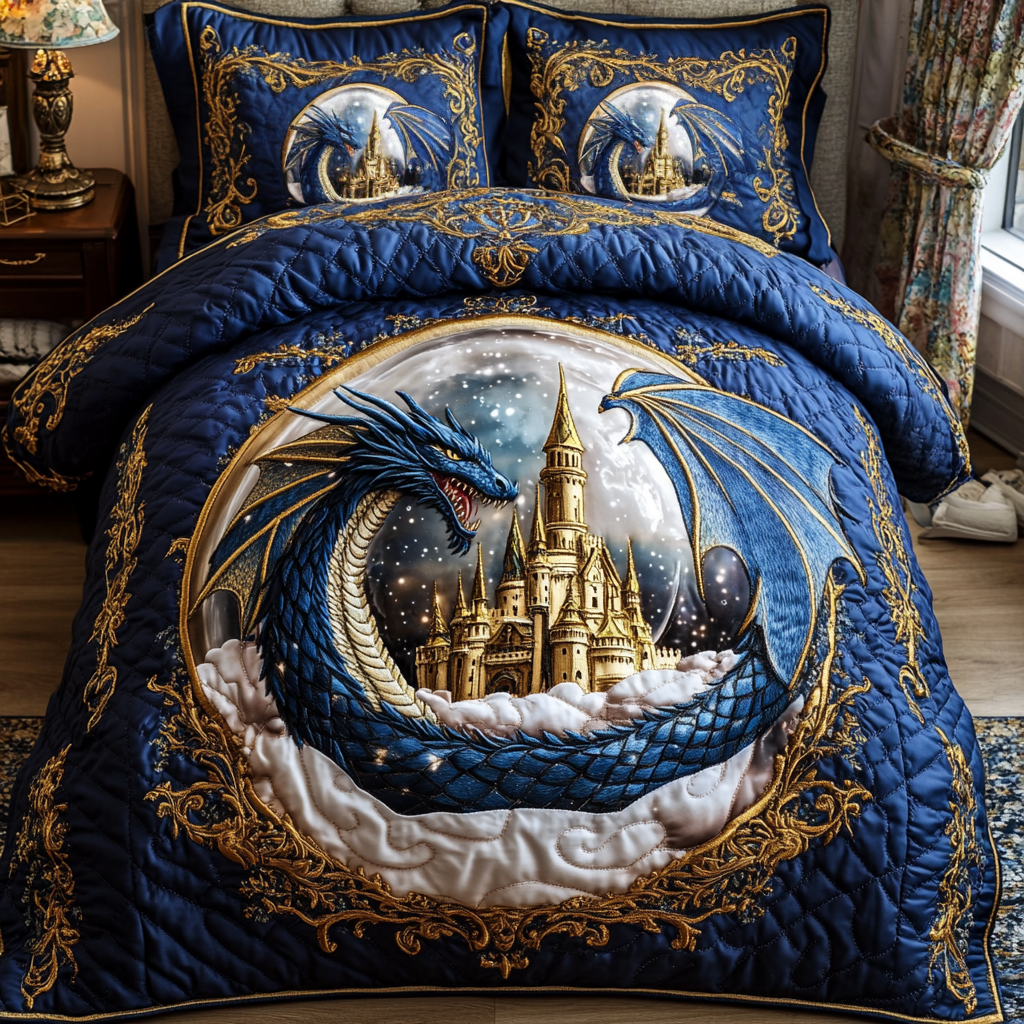 Dragon Soul Quilted Bedding Set Bed Decor Dragon Gifts For Her