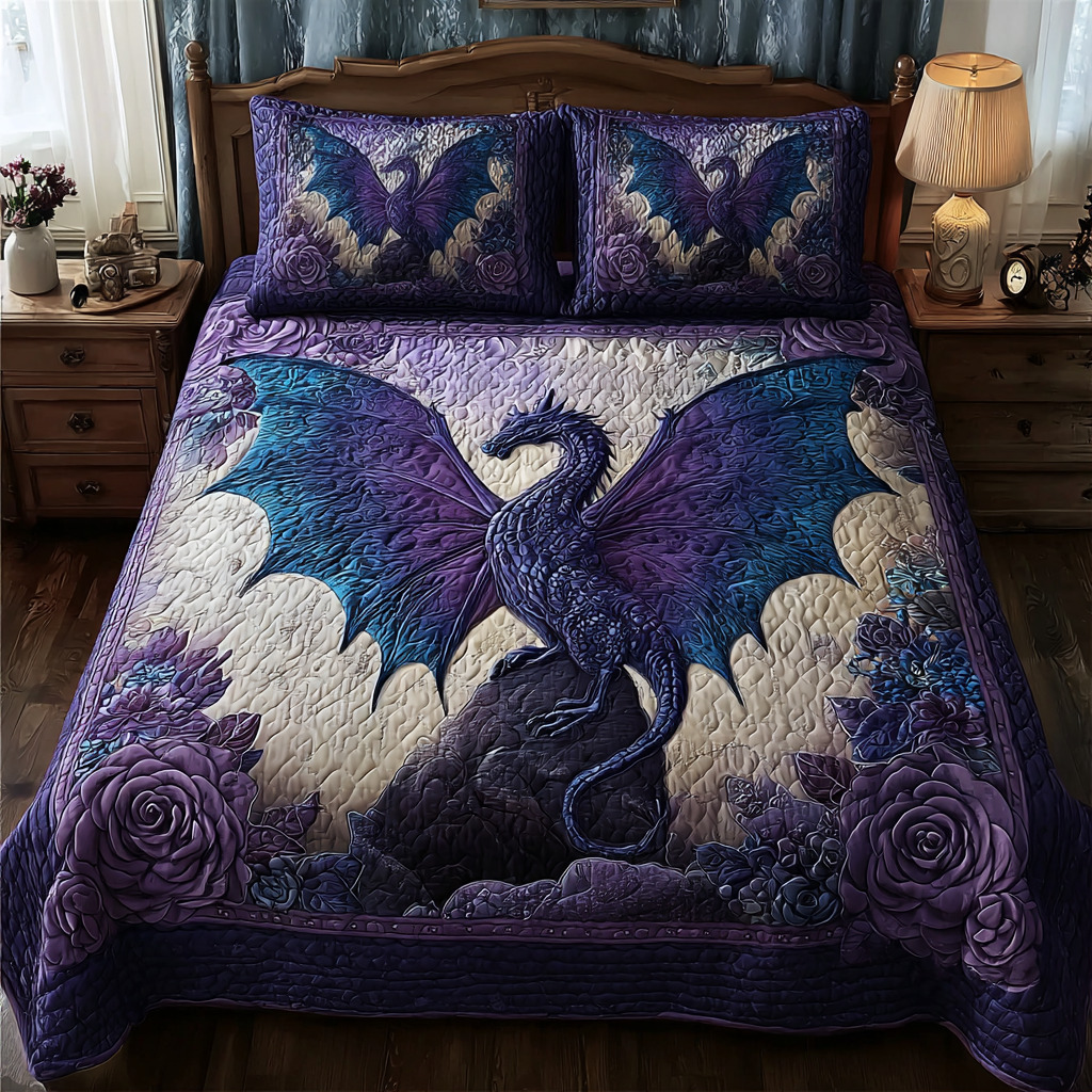 Dragon Soul Quilted Bedding Set Best Bed Sheet Set Dragon Themed Gifts For Adults