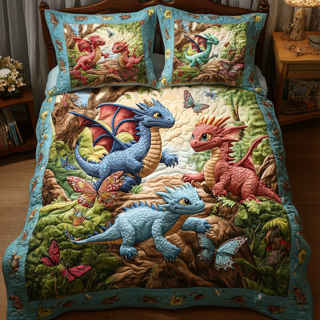 Dragon Spirit Quilted Bedding Set Best Bed Sheet Set Best Gift For Dragon Lovers
