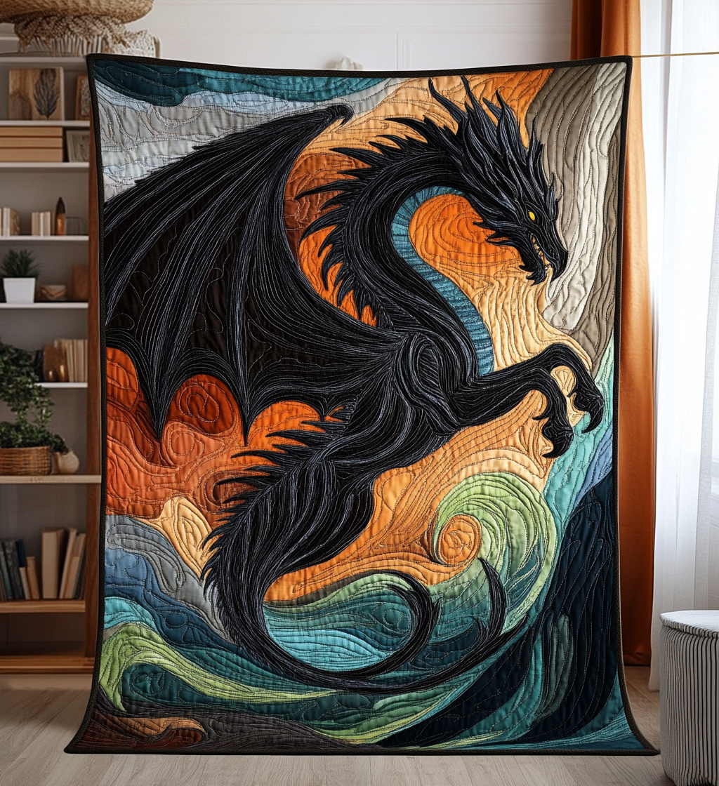 Dragon Spirit Quilted Blanket Unique Dragon Gifts