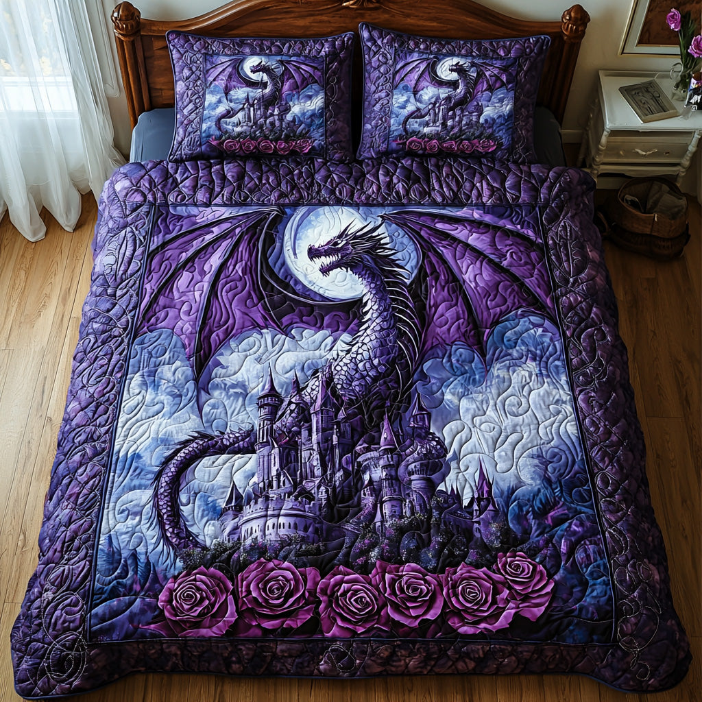 Dragon Storm Quilted Bedding Set Duvet Cover Bed Sheet Set Dragon Themed Gifts