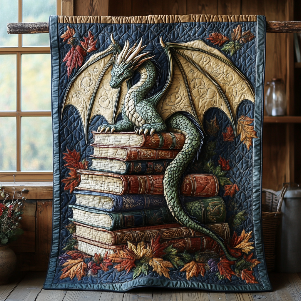 Dragon Tale Quilted Blanket Gift For Dragon Lover