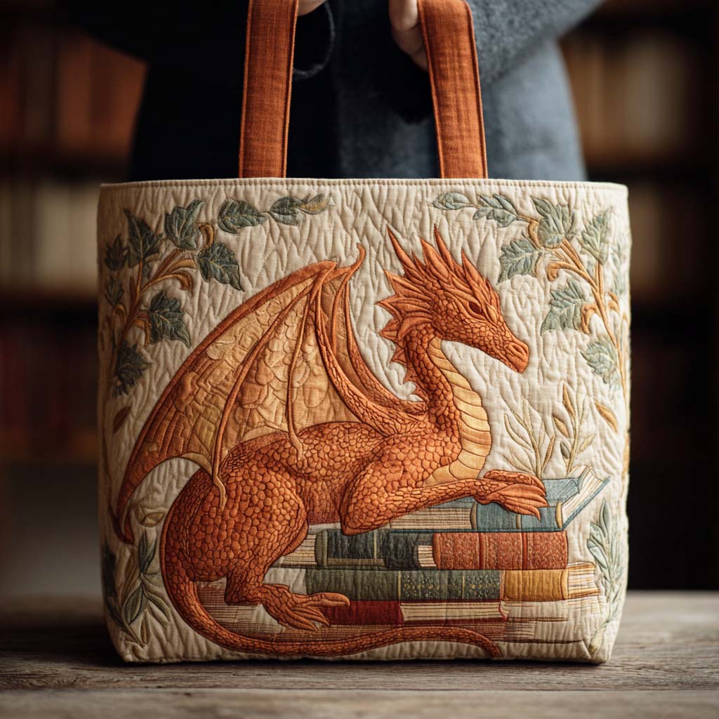 Dragon Tale Quilted Tote Bag Cool Gifts For Readers