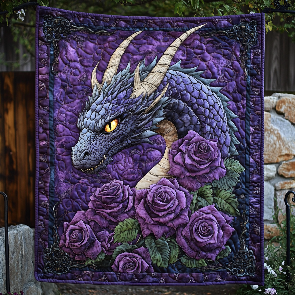 Dragon Violet Quilted Blanket Gift For Dragon Lover