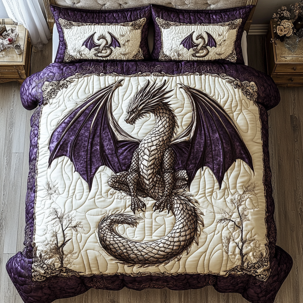 Dragon Wings Quilted Bedding Set Bed Decorations Dragon Gifts For Him